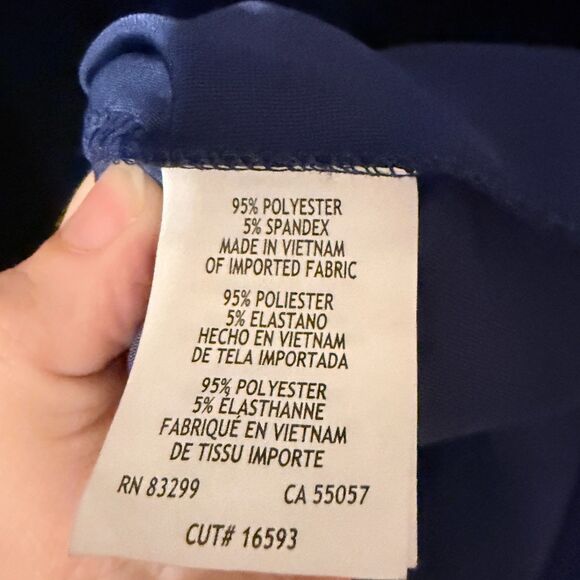 Tiana B Sapphire Blue Velvet Faux Wrap Party Dress 1X - Picture 7 of 11